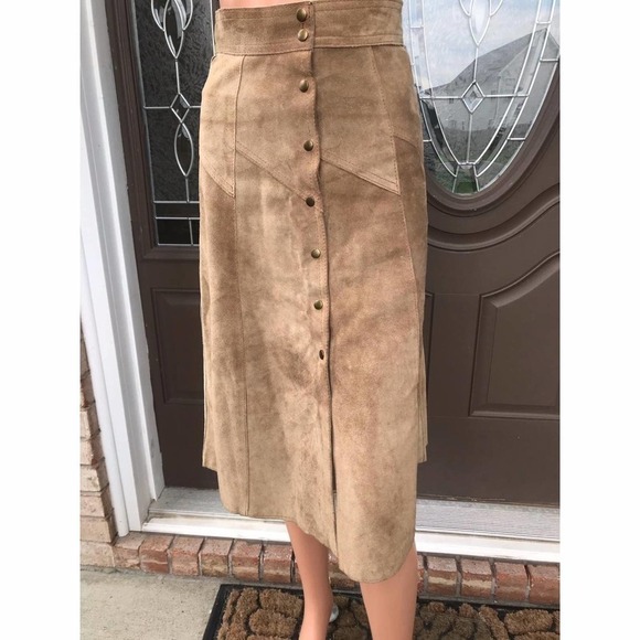 Dresses & Skirts - 1970s suede skirt tan